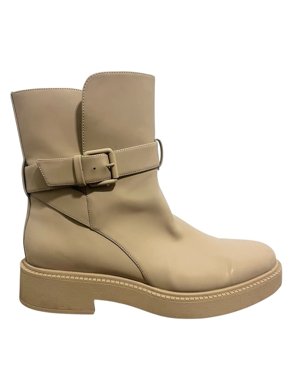 Vince Kaelyn Waterproof Rubber Ankle Boots Dune Beige Cream Moto Size 10